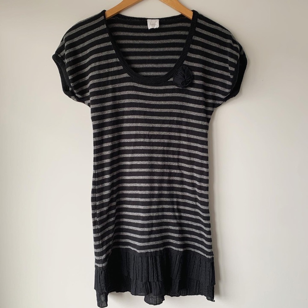 💛4/$20 | CAMAIEU Striped Ruffle Mini Dress/Long Top